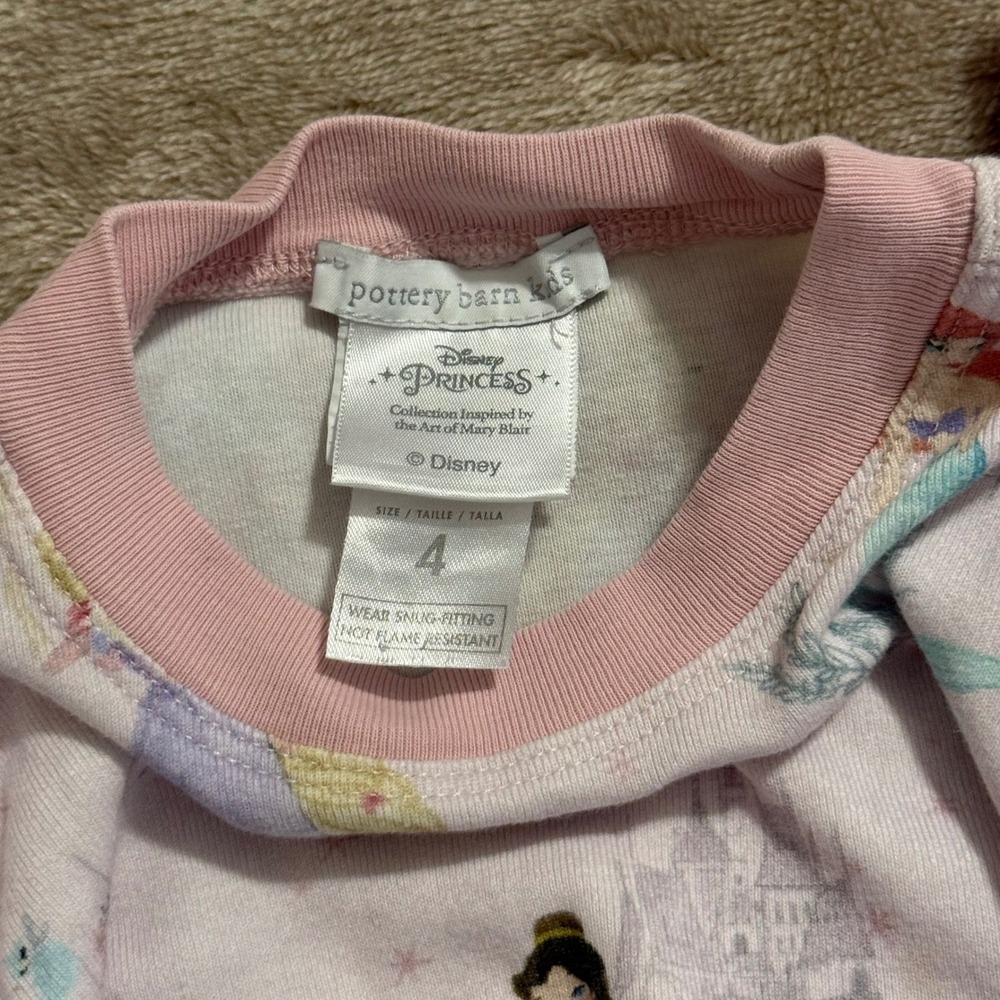 Pottery Barn Kids Disney Princess Mary Blair Pajama Set Pink Size 4 - Picture 6 of 9
